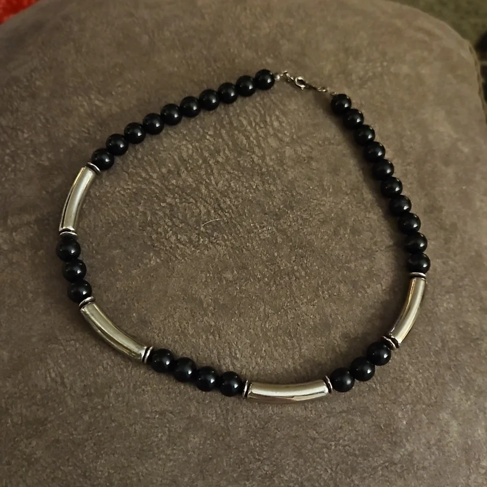 Vtg HANDMADE Acrylic Metal Beaded Gothic Grunge Unisex Necklace